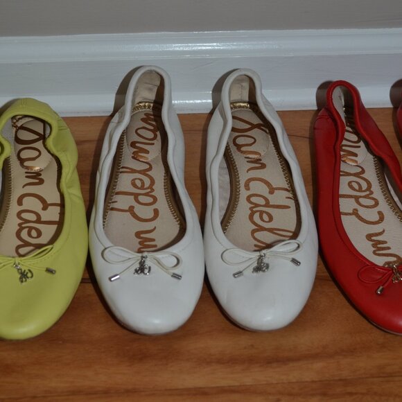 Sam Edleman LOT of 3 Felicia White, Red, Lime green Ballet flats, sz 8.5 - Picture 3 of 15